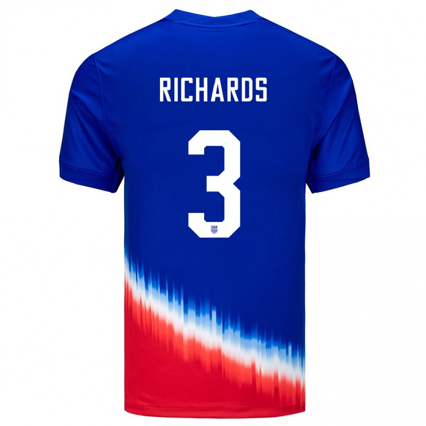 Niño Fútbol Camiseta Estados Unidos Chris Richards #3 Azul 2ª Equipación 24-26