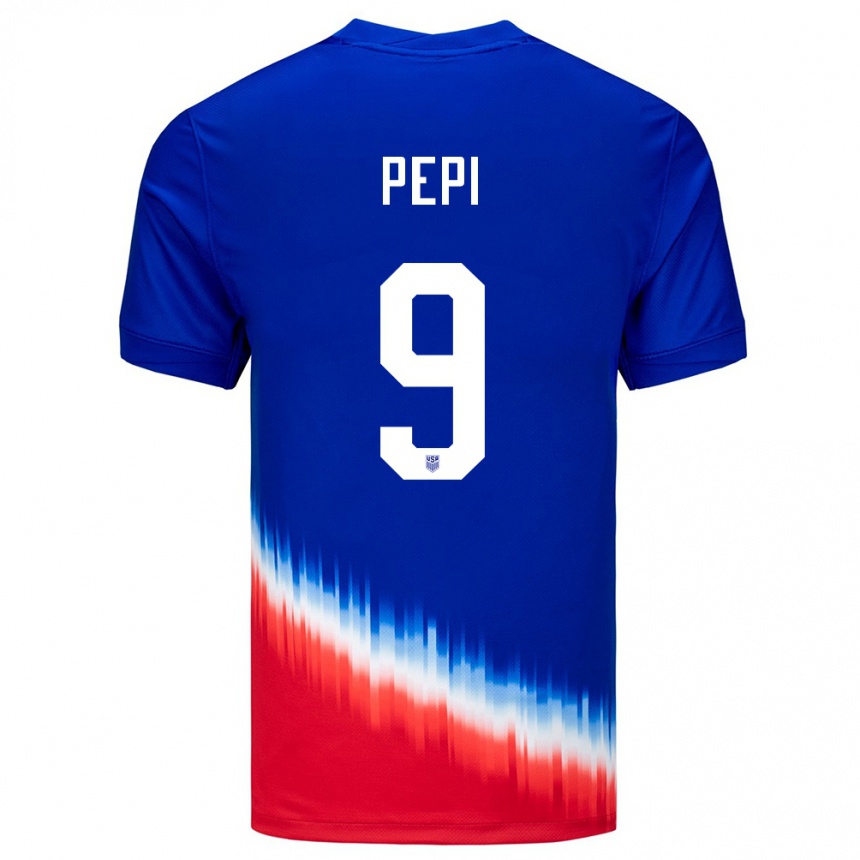 Niño Fútbol Camiseta Estados Unidos Ricardo Pepi #9 Azul 2ª Equipación 24-26