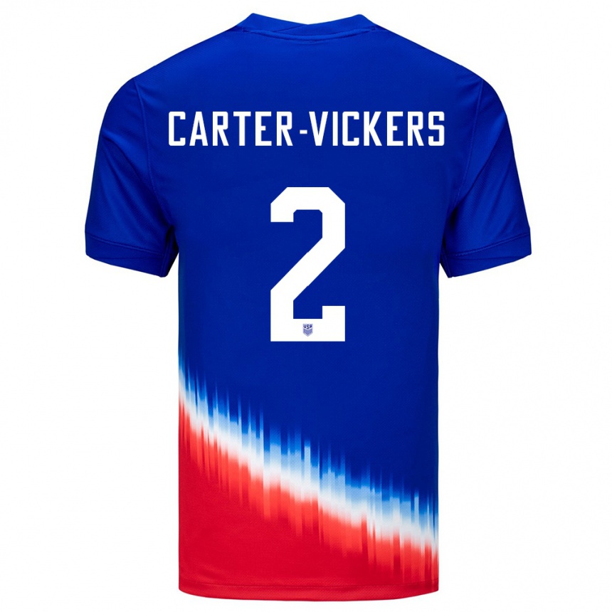 Niño Fútbol Camiseta Estados Unidos Cameron Carter-Vickers #2 Azul 2ª Equipación 24-26