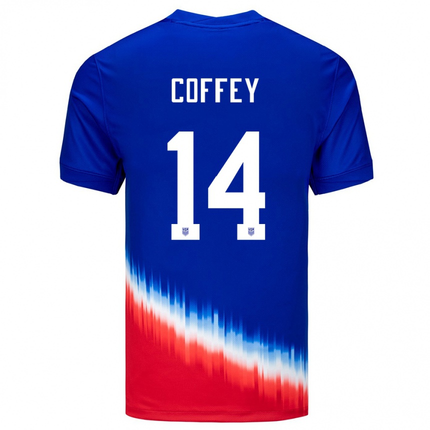 Niño Fútbol Camiseta Estados Unidos Sam Coffey #14 Azul 2ª Equipación 24-26