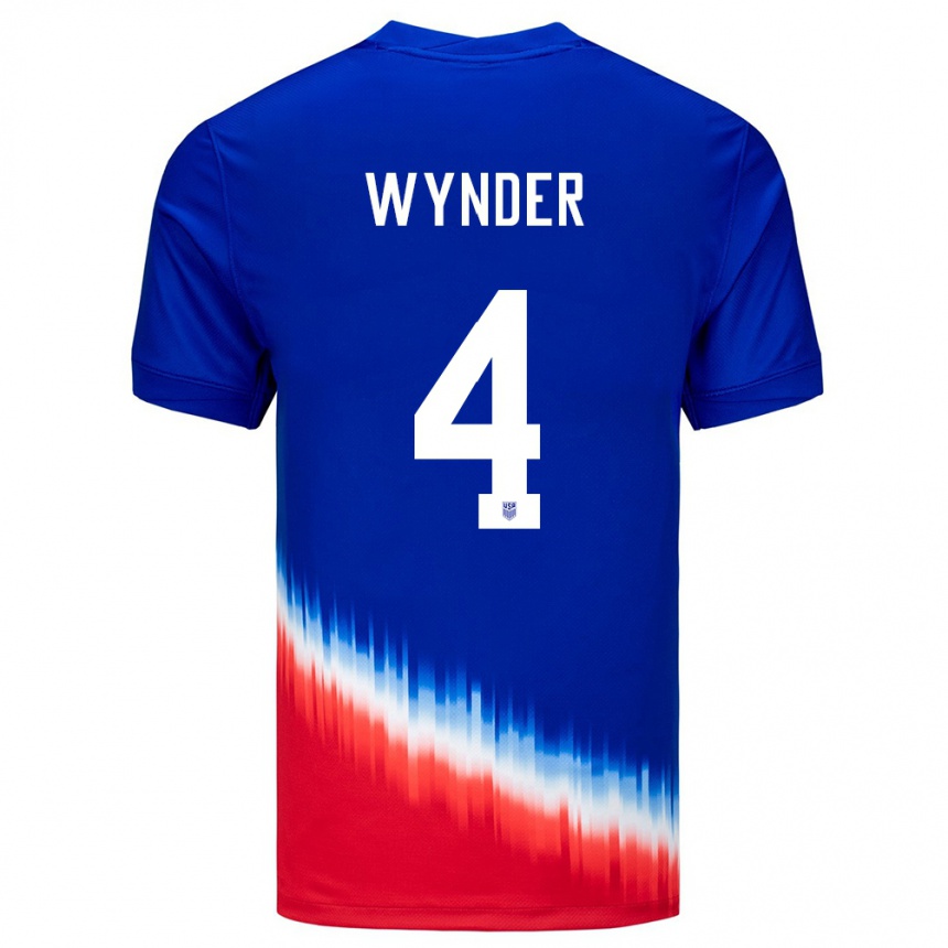 Niño Fútbol Camiseta Estados Unidos Joshua Wynder #4 Azul 2ª Equipación 24-26