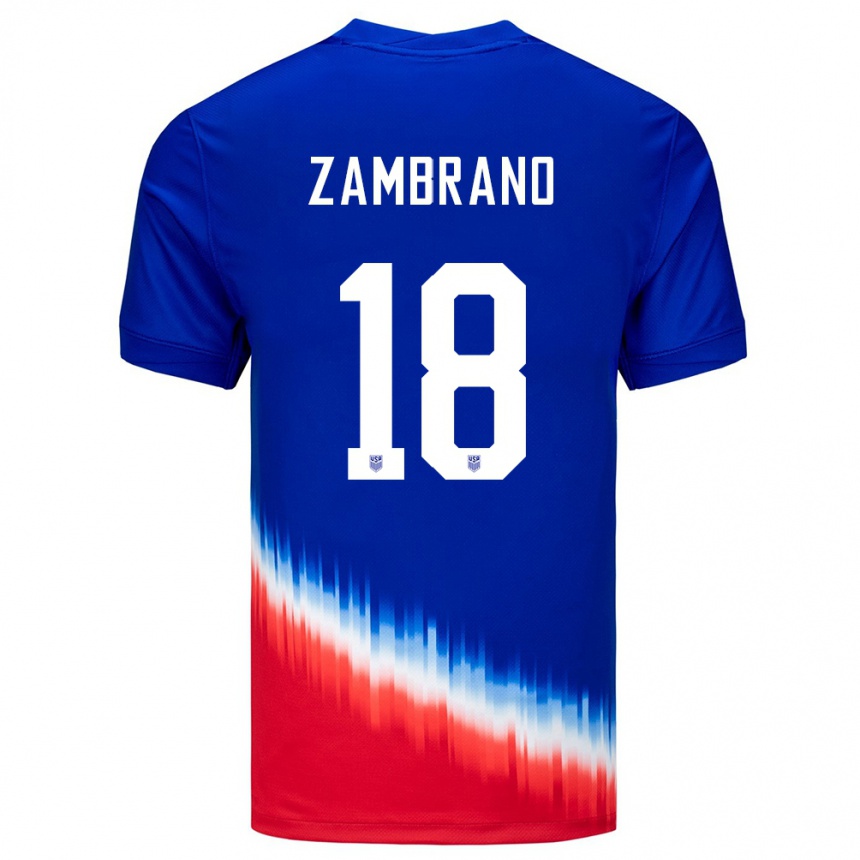 Niño Fútbol Camiseta Estados Unidos Marcos Zambrano #18 Azul 2ª Equipación 24-26