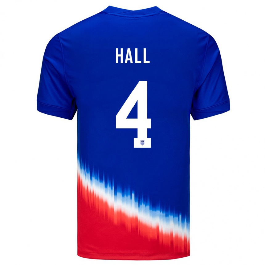 Niño Fútbol Camiseta Estados Unidos Tyler Hall #4 Azul 2ª Equipación 24-26