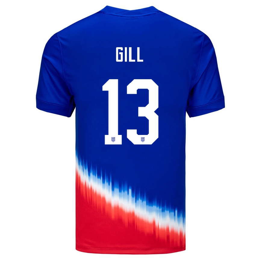 Niño Fútbol Camiseta Estados Unidos Adrian Gill #13 Azul 2ª Equipación 24-26