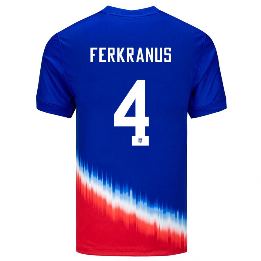 Niño Fútbol Camiseta Estados Unidos Marcus Ferkranus #4 Azul 2ª Equipación 24-26