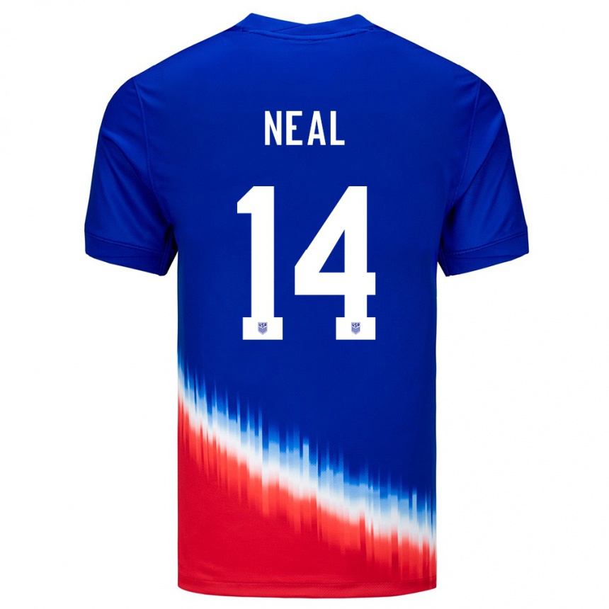 Niño Fútbol Camiseta Estados Unidos Jalen Neal #14 Azul 2ª Equipación 24-26