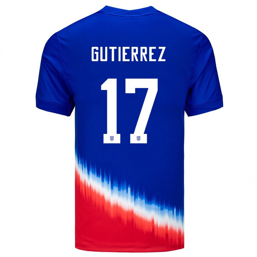 Niño Fútbol Camiseta Estados Unidos Brian Gutierrez #17 Azul 2ª Equipación 24-26