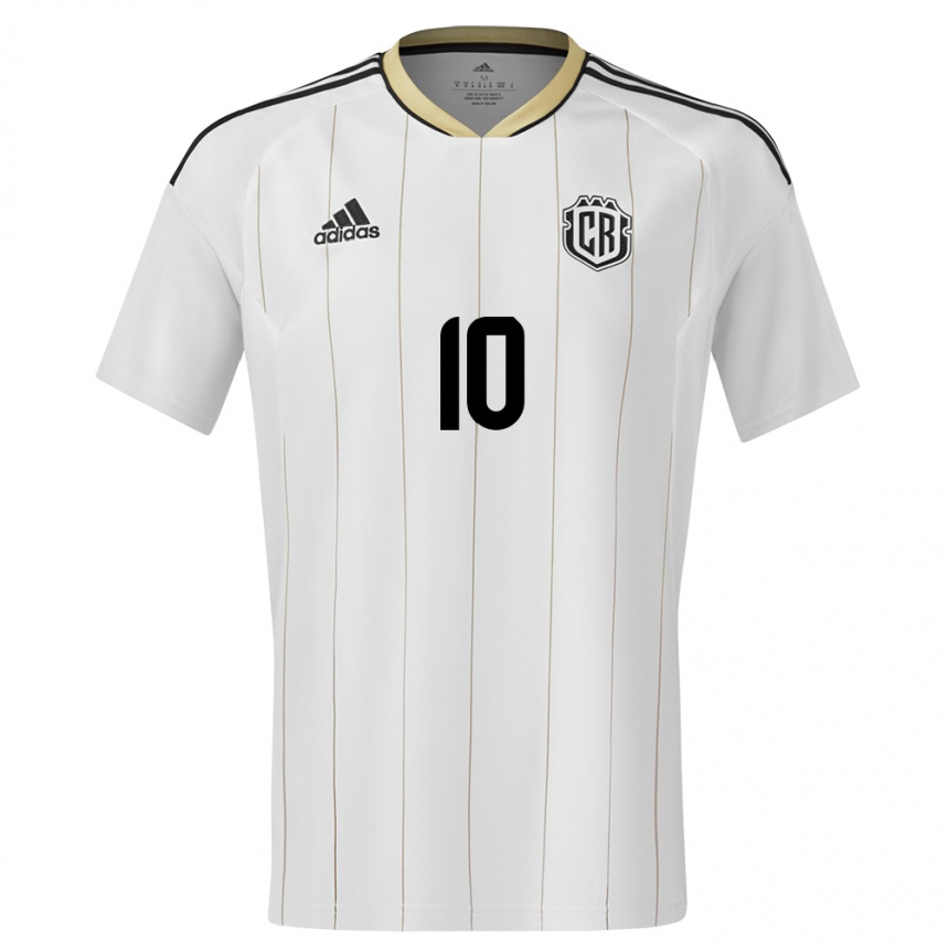 Niño Fútbol Camiseta Costa Rica Brandon Aguilera #10 Blanco 2ª Equipación 24-26