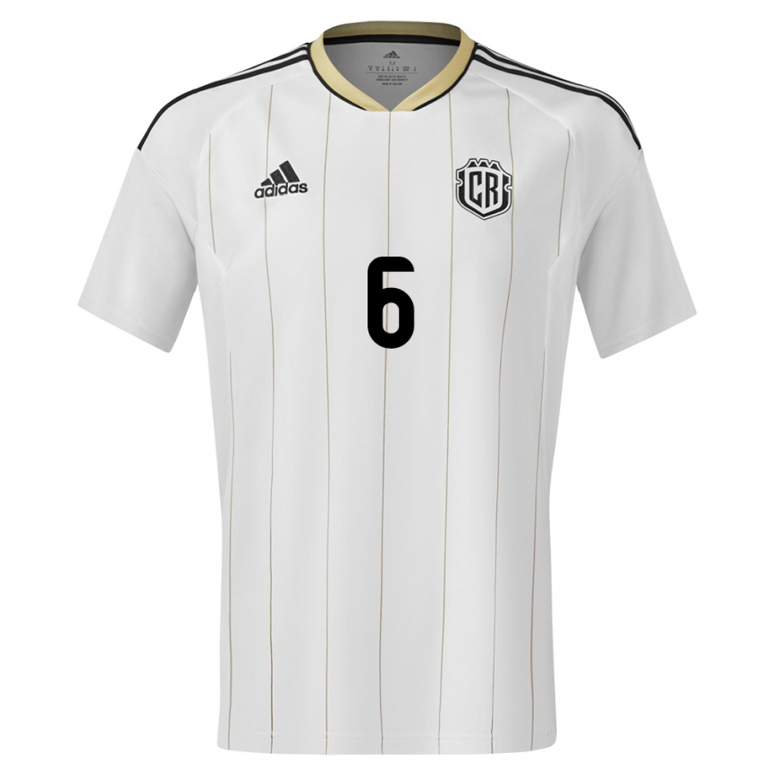 Niño Fútbol Camiseta Costa Rica Ricardo Pena #6 Blanco 2ª Equipación 24-26