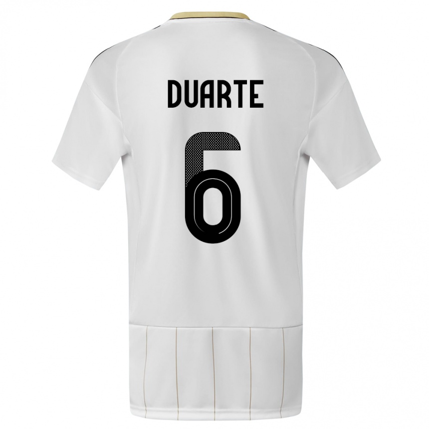 Niño Fútbol Camiseta Costa Rica Oscar Duarte #6 Blanco 2ª Equipación 24-26