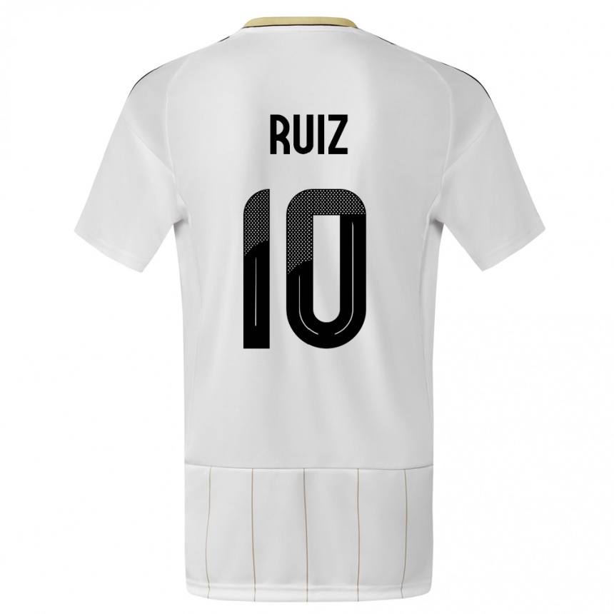 Niño Fútbol Camiseta Costa Rica Bryan Ruiz #10 Blanco 2ª Equipación 24-26