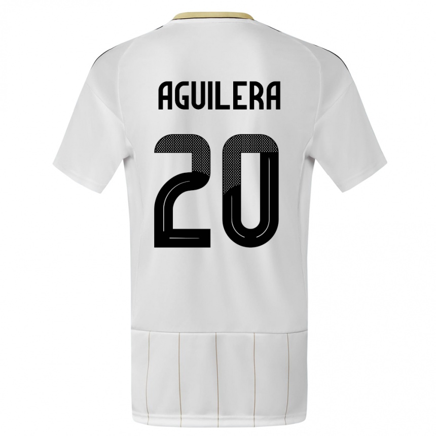 Niño Fútbol Camiseta Costa Rica Brandon Aguilera #20 Blanco 2ª Equipación 24-26