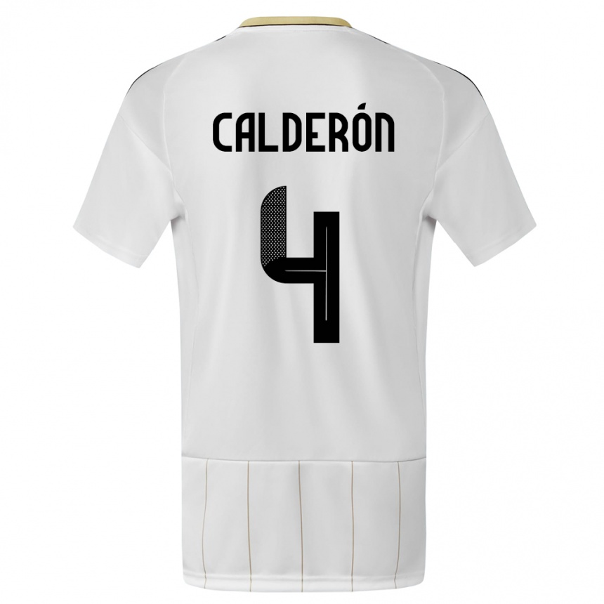 Niño Fútbol Camiseta Costa Rica Brandon Calderon #4 Blanco 2ª Equipación 24-26