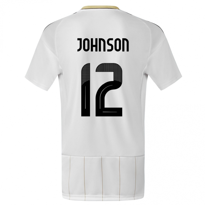 Niño Fútbol Camiseta Costa Rica Shawn Johnson #12 Blanco 2ª Equipación 24-26