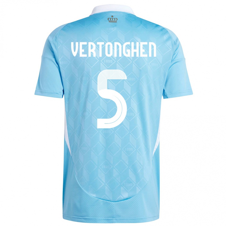 Niño Fútbol Camiseta Bélgica Jan Vertonghen #5 Azul 2ª Equipación 24-26
