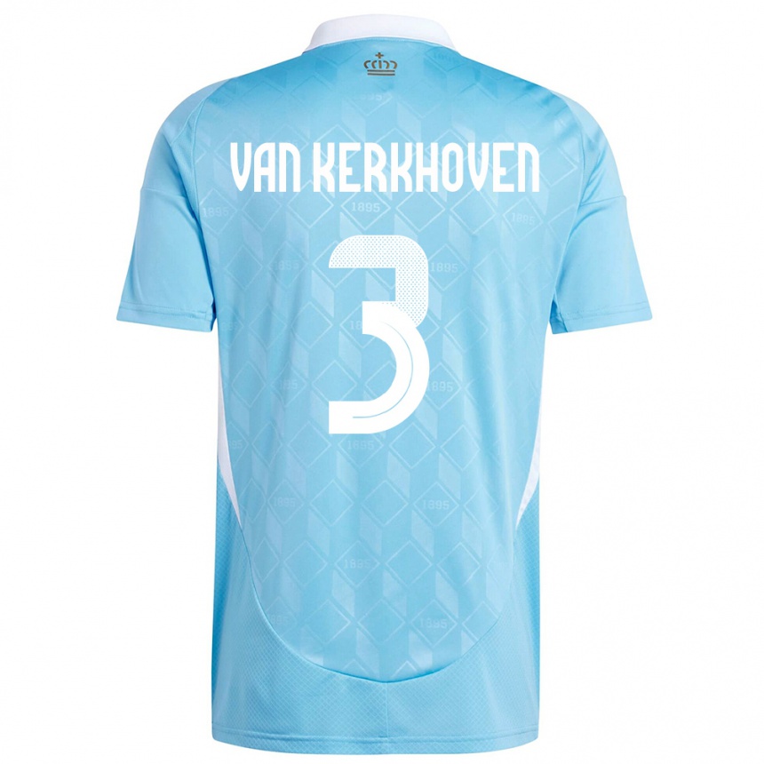 Niño Fútbol Camiseta Bélgica Ella Van Kerkhoven #3 Azul 2ª Equipación 24-26