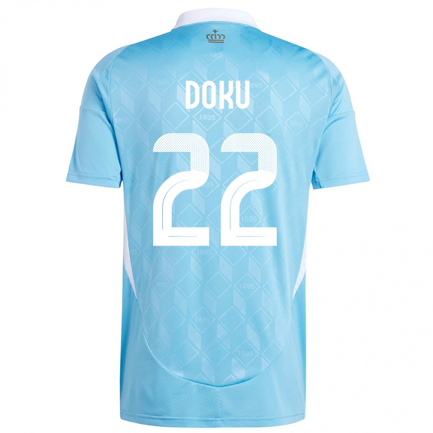 Niño Fútbol Camiseta Bélgica Jeremy Doku #22 Azul 2ª Equipación 24-26