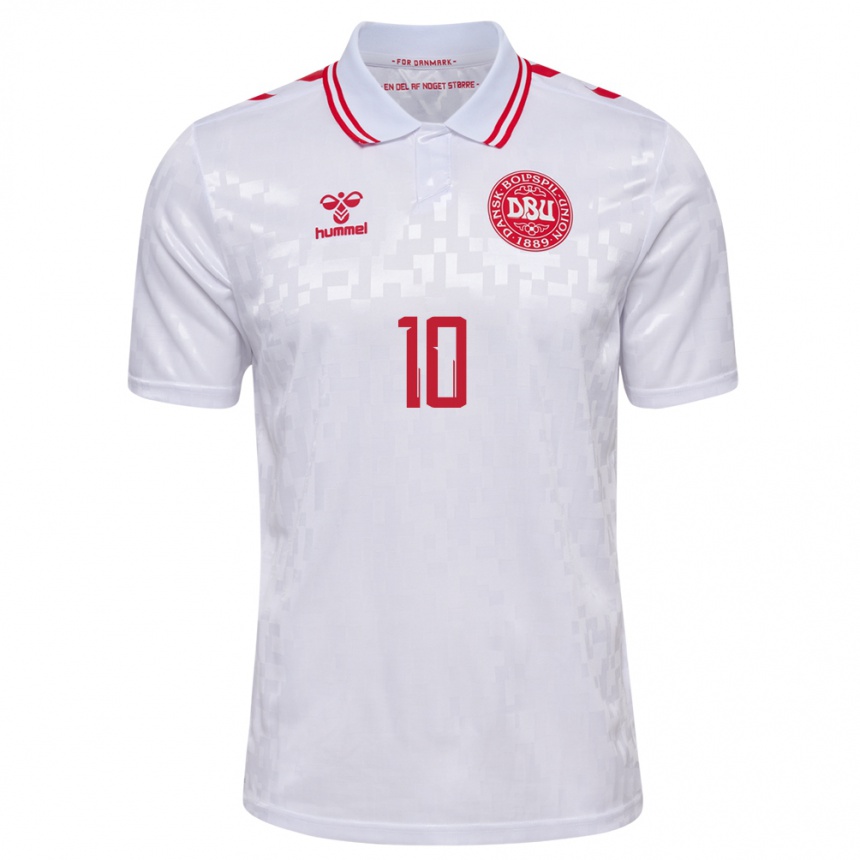 Niño Fútbol Camiseta Dinamarca Amalie Vangsgaard #10 Blanco 2ª Equipación 24-26