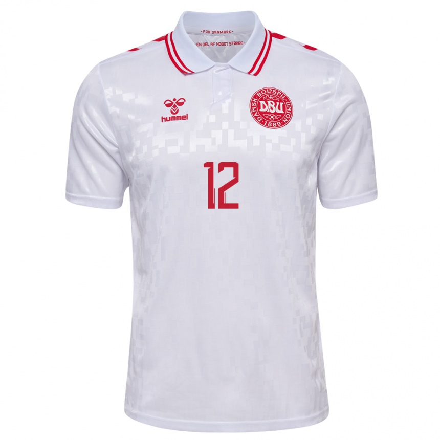 Niño Fútbol Camiseta Dinamarca Philip Söndergaard #12 Blanco 2ª Equipación 24-26