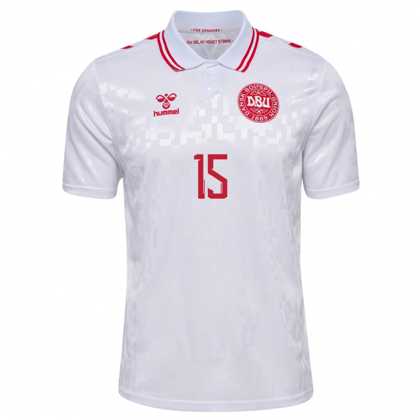 Niño Fútbol Camiseta Dinamarca Malte Heyde #15 Blanco 2ª Equipación 24-26