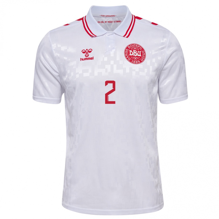 Niño Fútbol Camiseta Dinamarca Oliver Svendsen #2 Blanco 2ª Equipación 24-26