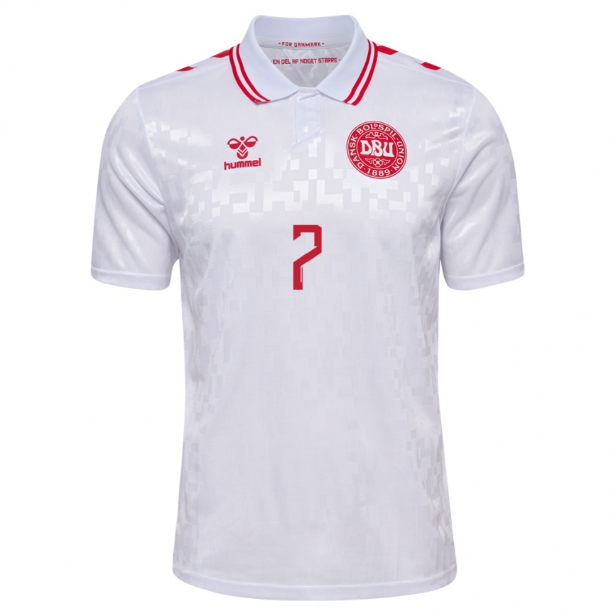 Niño Fútbol Camiseta Dinamarca Tobias Bech #7 Blanco 2ª Equipación 24-26