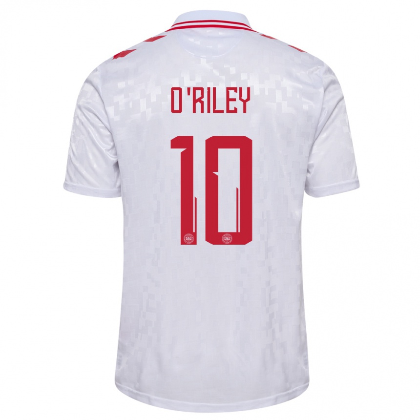 Niño Fútbol Camiseta Dinamarca Matt O Riley #10 Blanco 2ª Equipación 24-26