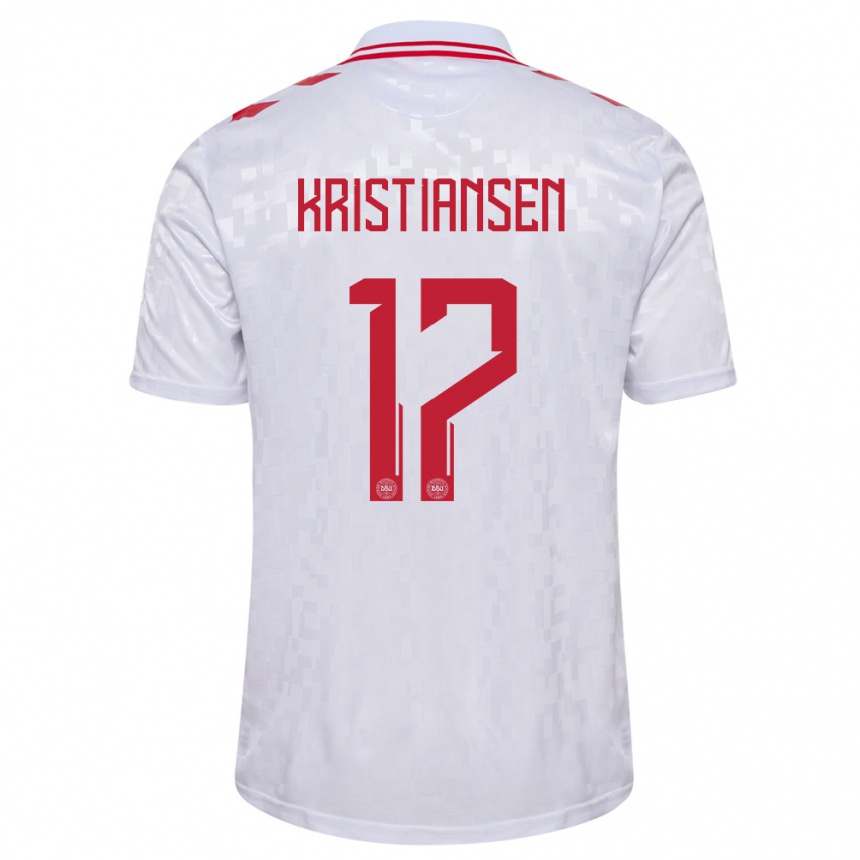 Niño Fútbol Camiseta Dinamarca Victor Kristiansen #17 Blanco 2ª Equipación 24-26