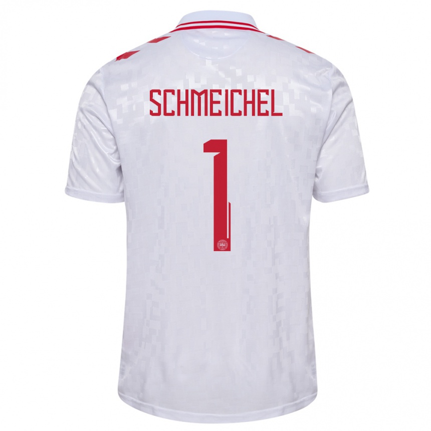 Niño Fútbol Camiseta Dinamarca Kasper Schmeichel #1 Blanco 2ª Equipación 24-26