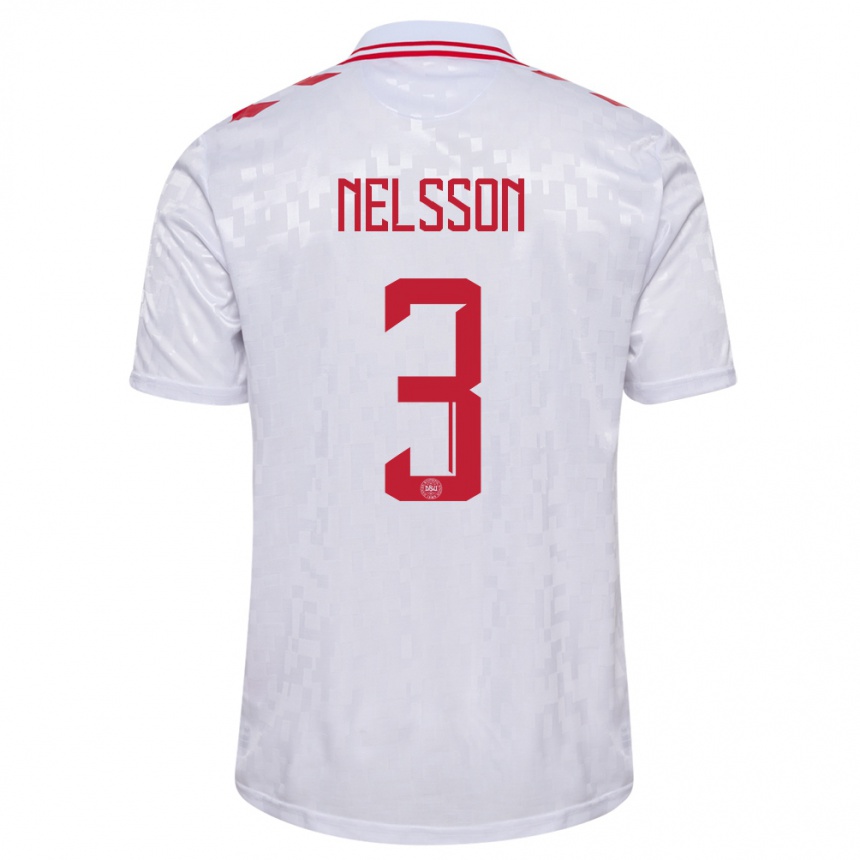 Niño Fútbol Camiseta Dinamarca Victor Nelsson #3 Blanco 2ª Equipación 24-26