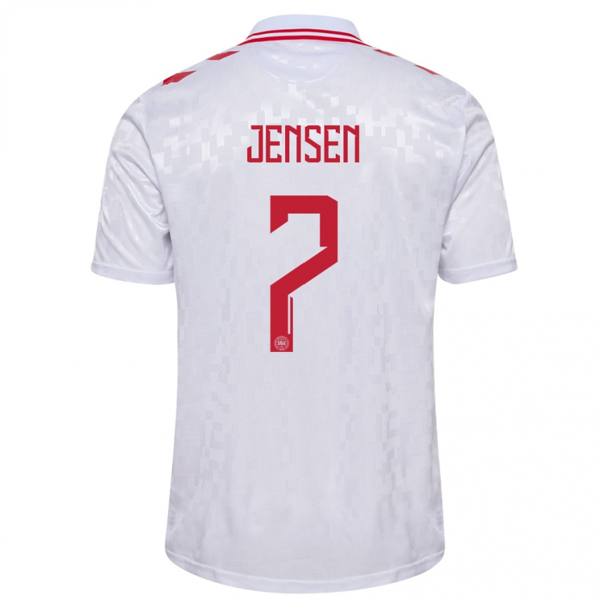 Niño Fútbol Camiseta Dinamarca Mathias Jensen #7 Blanco 2ª Equipación 24-26