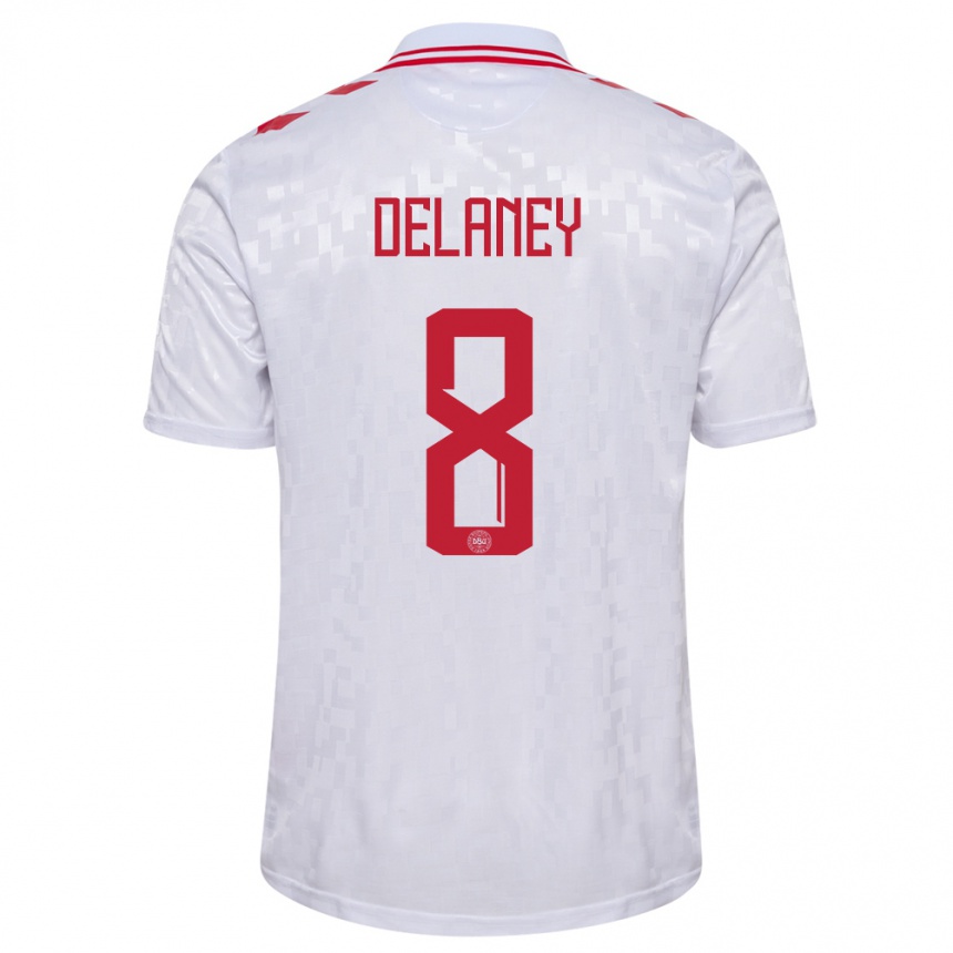 Niño Fútbol Camiseta Dinamarca Thomas Delaney #8 Blanco 2ª Equipación 24-26