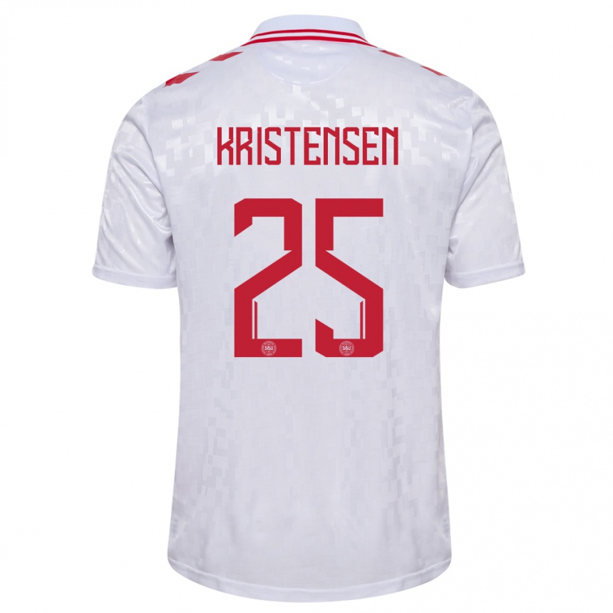 Niño Fútbol Camiseta Dinamarca Rasmus Kristensen #25 Blanco 2ª Equipación 24-26