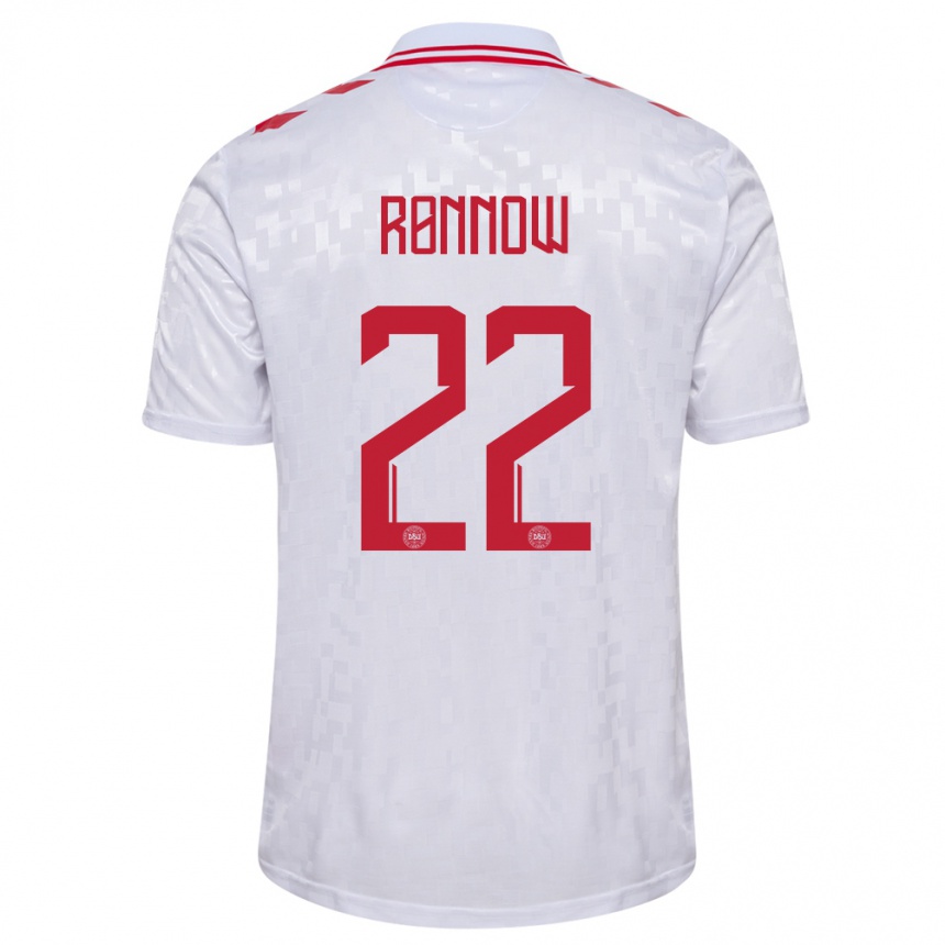 Niño Fútbol Camiseta Dinamarca Frederik Ronnow #22 Blanco 2ª Equipación 24-26