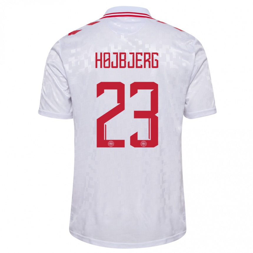 Niño Fútbol Camiseta Dinamarca Pierre Emile Hojbjerg #23 Blanco 2ª Equipación 24-26