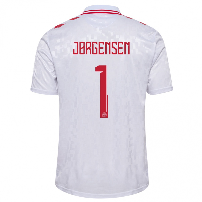 Niño Fútbol Camiseta Dinamarca Filip Jørgensen #1 Blanco 2ª Equipación 24-26