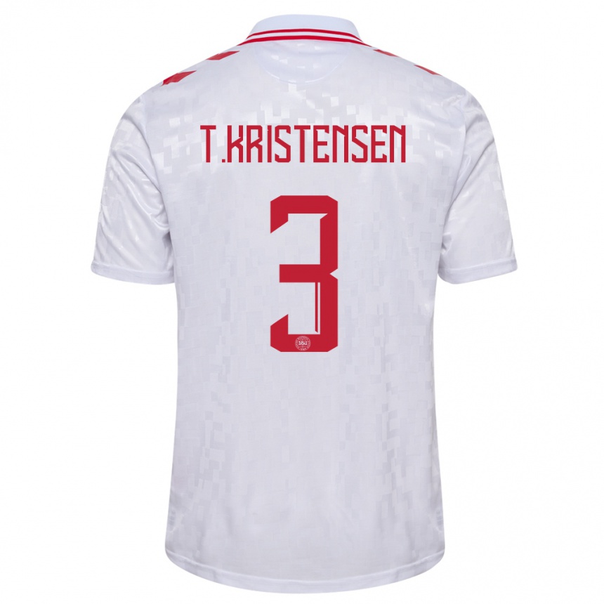 Niño Fútbol Camiseta Dinamarca Thomas Kristensen #3 Blanco 2ª Equipación 24-26