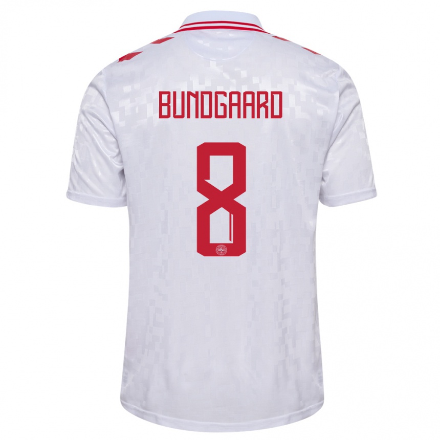 Niño Fútbol Camiseta Dinamarca Filip Bundgaard #8 Blanco 2ª Equipación 24-26