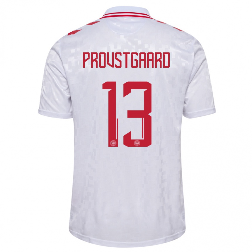 Niño Fútbol Camiseta Dinamarca Oliver Provstgaard #13 Blanco 2ª Equipación 24-26