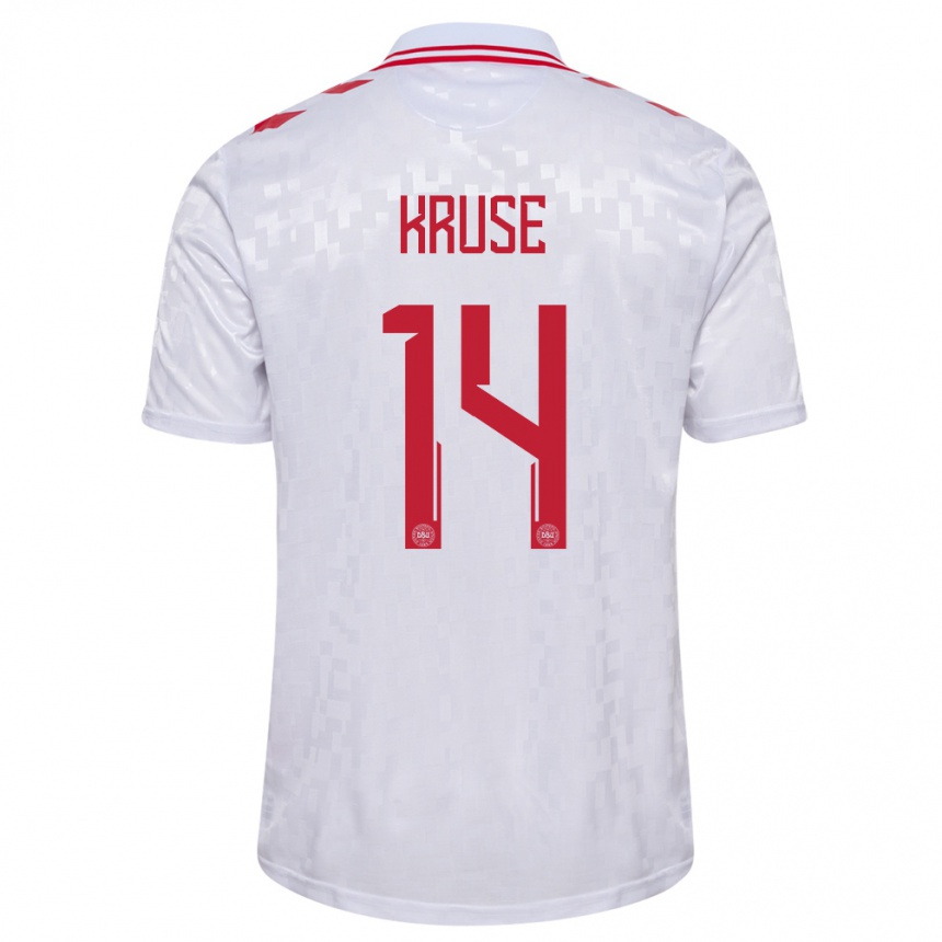 Niño Fútbol Camiseta Dinamarca David Kruse #14 Blanco 2ª Equipación 24-26