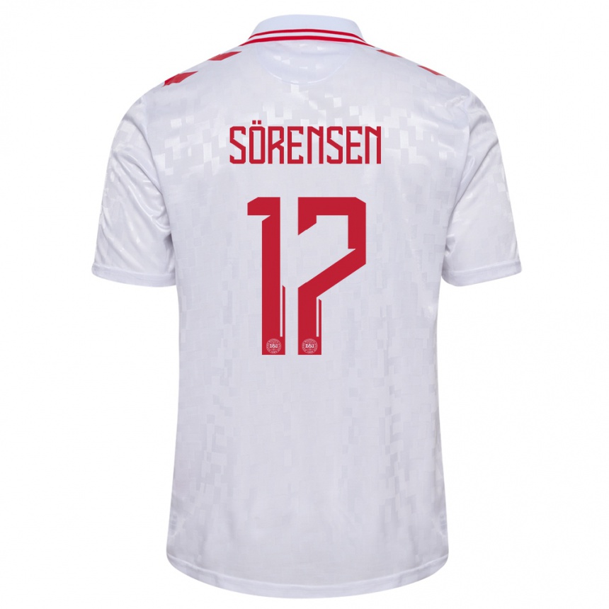 Niño Fútbol Camiseta Dinamarca Oliver Sörensen #17 Blanco 2ª Equipación 24-26