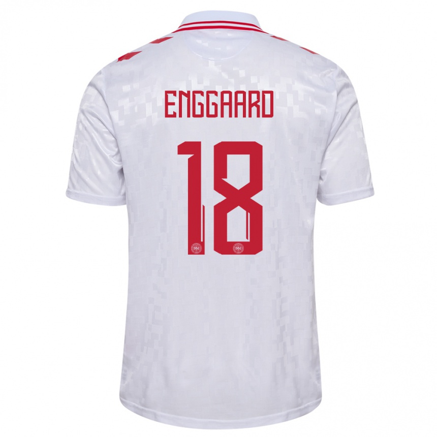 Niño Fútbol Camiseta Dinamarca Mads Enggaard #18 Blanco 2ª Equipación 24-26