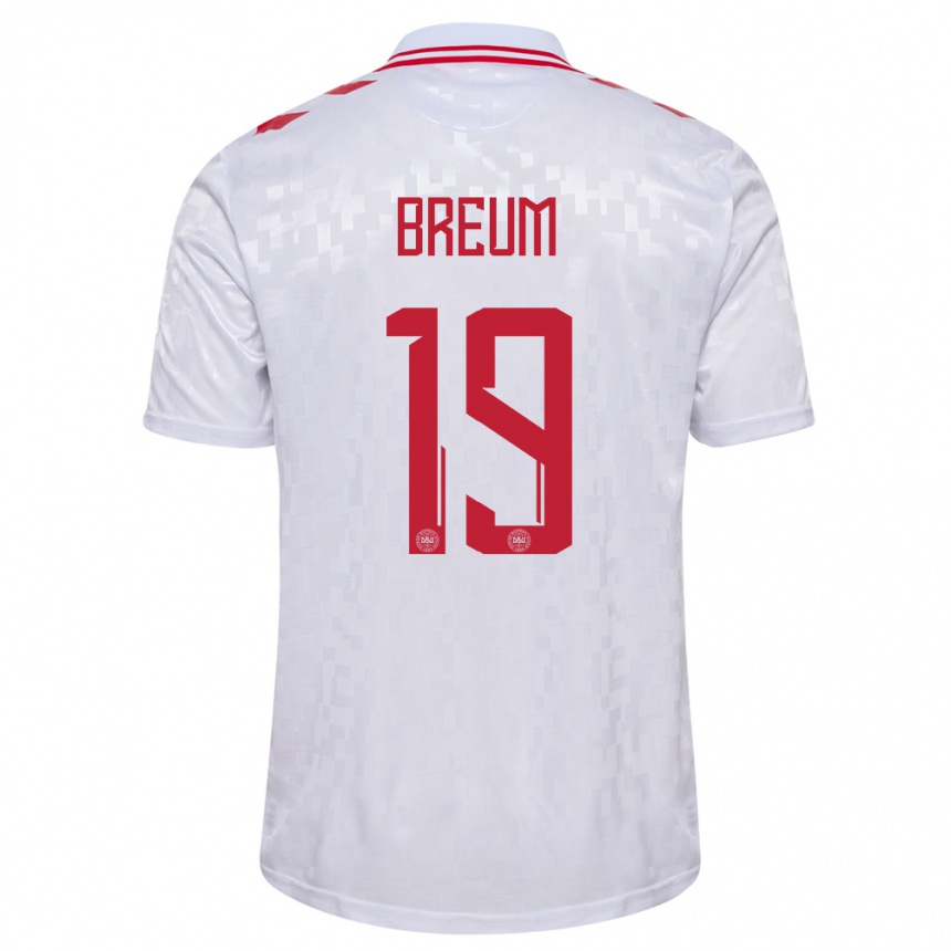 Niño Fútbol Camiseta Dinamarca Jakob Breum #19 Blanco 2ª Equipación 24-26