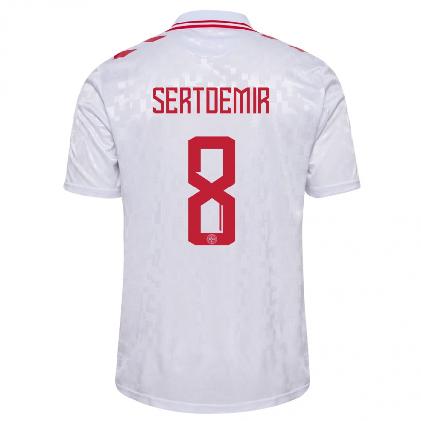 Niño Fútbol Camiseta Dinamarca Zidan Sertdemir #8 Blanco 2ª Equipación 24-26