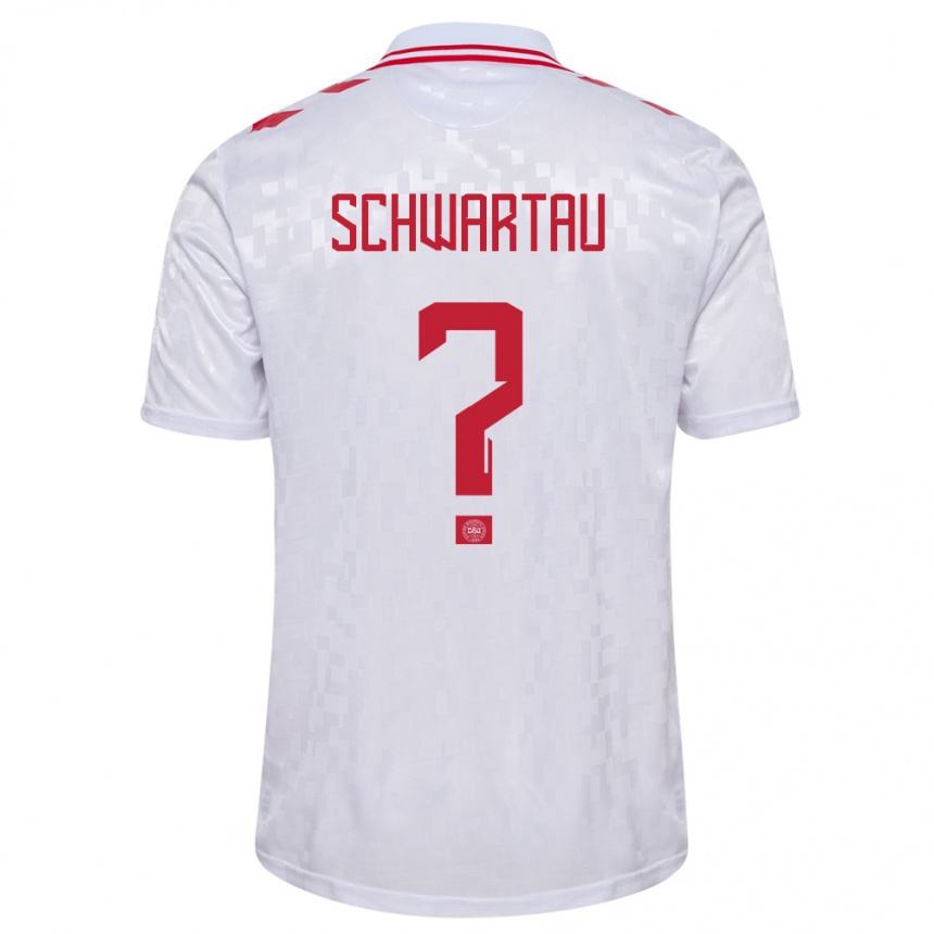 Niño Fútbol Camiseta Dinamarca Oscar Schwartau #0 Blanco 2ª Equipación 24-26