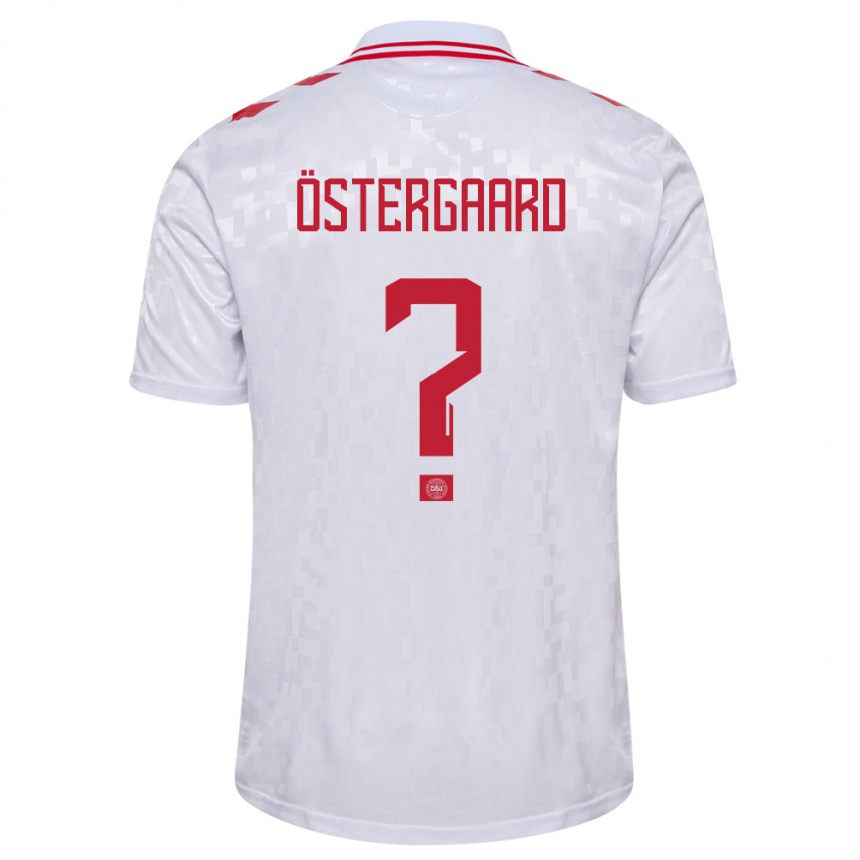 Niño Fútbol Camiseta Dinamarca Christian Östergaard #0 Blanco 2ª Equipación 24-26