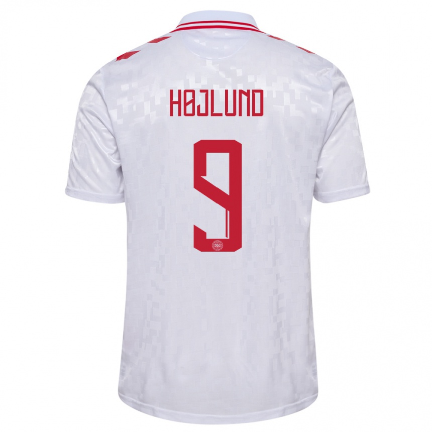 Niño Fútbol Camiseta Dinamarca Emil Højlund #9 Blanco 2ª Equipación 24-26