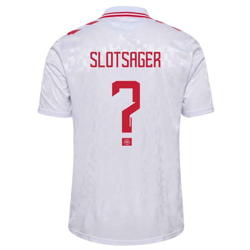 Niño Fútbol Camiseta Dinamarca Tobias Slotsager #0 Blanco 2ª Equipación 24-26