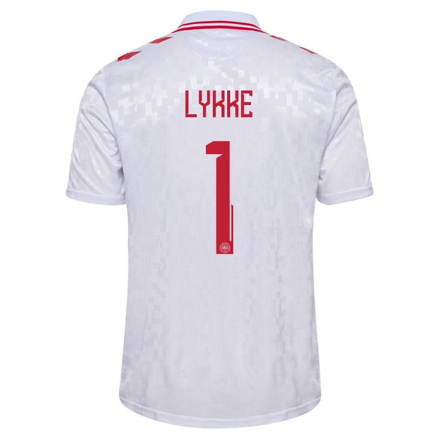 Niño Fútbol Camiseta Dinamarca William Lykke #1 Blanco 2ª Equipación 24-26