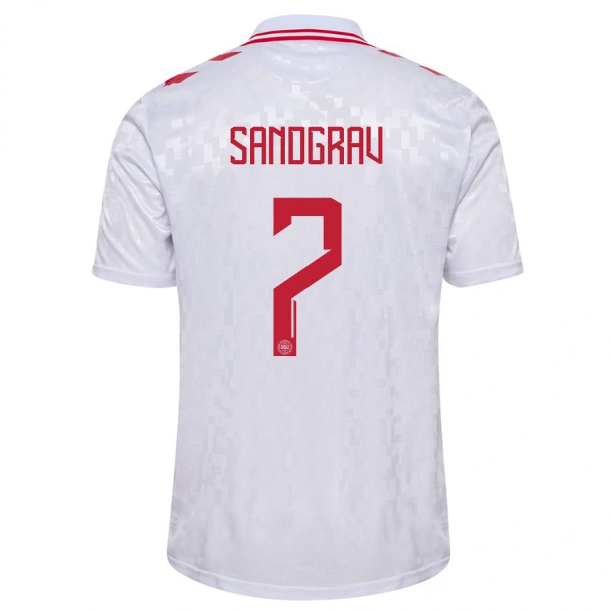 Niño Fútbol Camiseta Dinamarca Lauge Sandgrav #7 Blanco 2ª Equipación 24-26